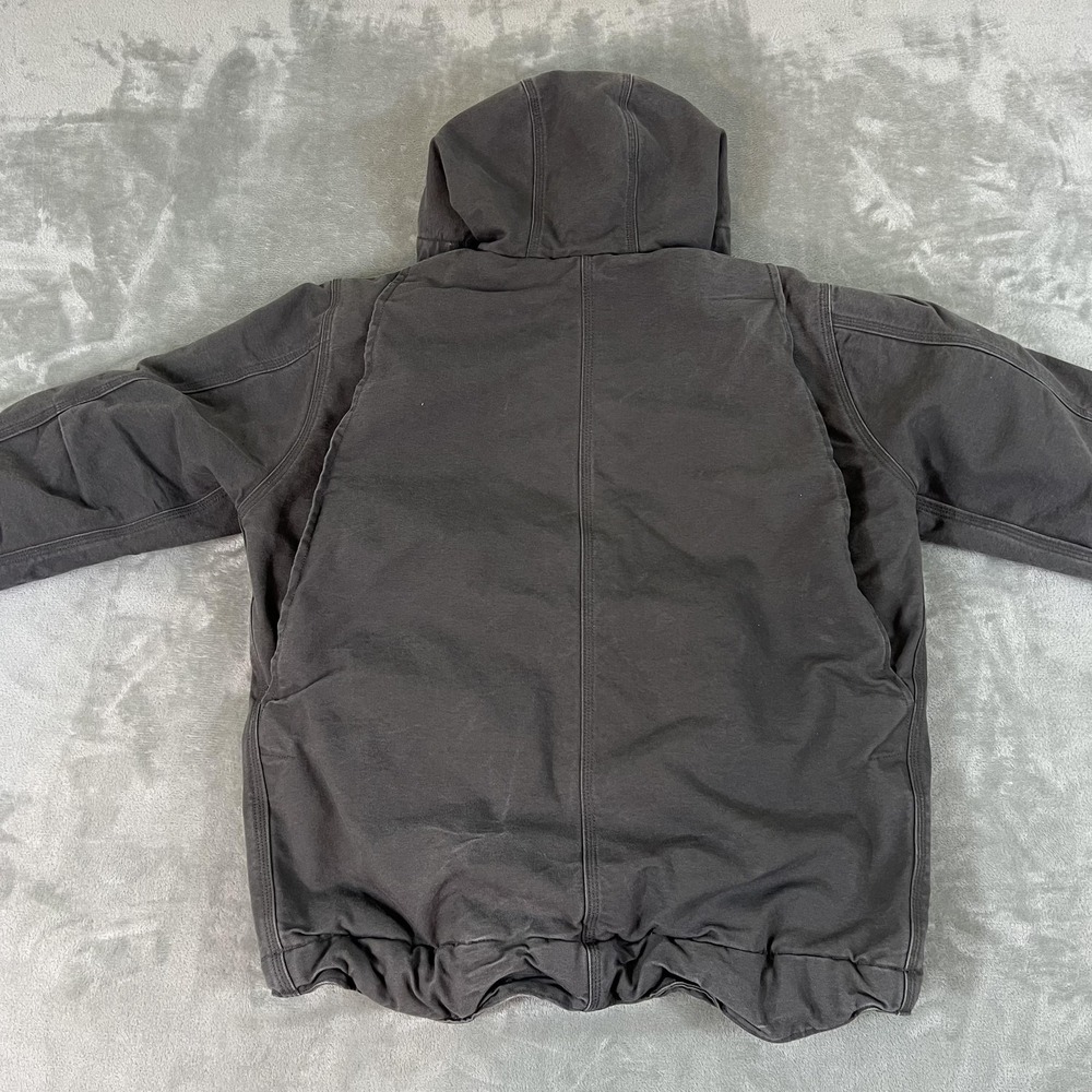Carhartt Jacket Mens Medium Gray Hooded Sherpa Lined Full Zip Relaxed OJ3826-M - Picture 12 of 13